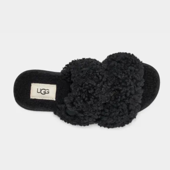 BNIB UGG Women Maxi Curly Scuffetta Slippers Sheepskin Fur Sandals Black Size 7 - Picture 6 of 14
